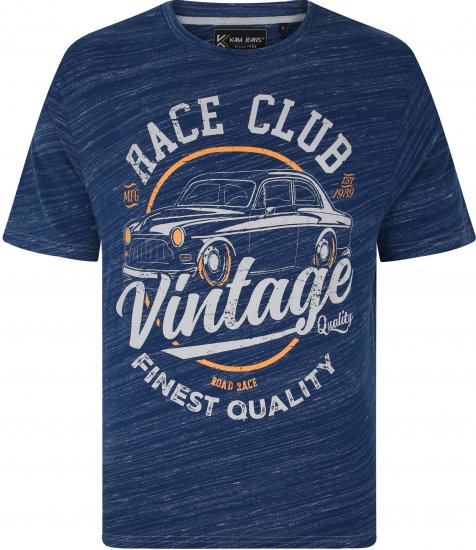 Kam Jeans 5740 Race Club Injected Marl Tee Indigo - T-shirts - T-shirts i store størrelser - 2XL-14XL