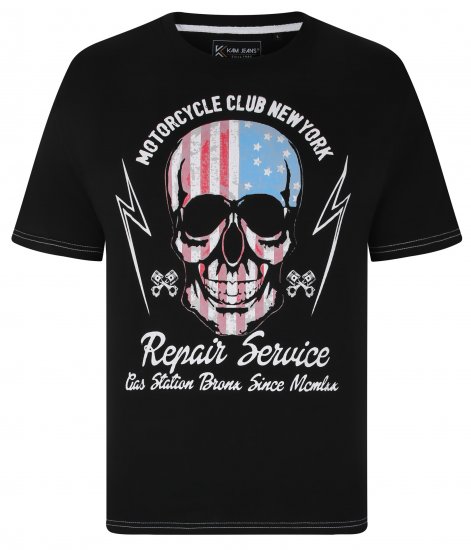 Kam Jeans 5733 USA Skull Print T-Shirt Black - T-shirts - T-shirts i store størrelser - 2XL-14XL