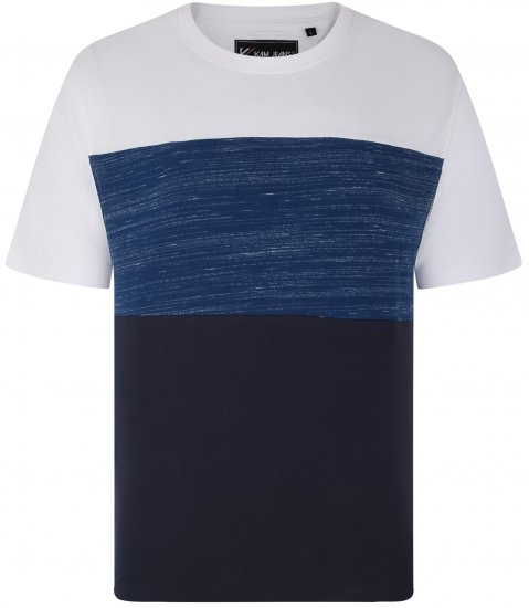 Kam Jeans 5739 Contrast Panel Cut & Saw T-Shirt Navy - T-shirts - T-shirts i store størrelser - 2XL-14XL