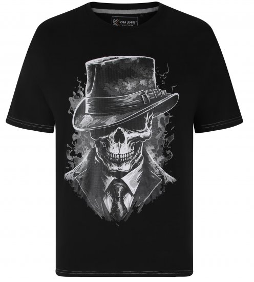 Kam Jeans 5734 Gentleman Skull Printed Black - T-shirts - T-shirts i store størrelser - 2XL-14XL