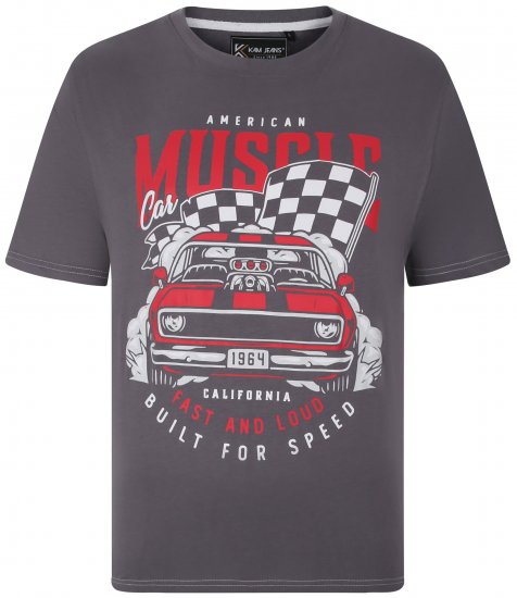 Kam Jeans 5732 Amercian Muscle Print T-Shirt Slate - T-shirts - T-shirts i store størrelser - 2XL-14XL