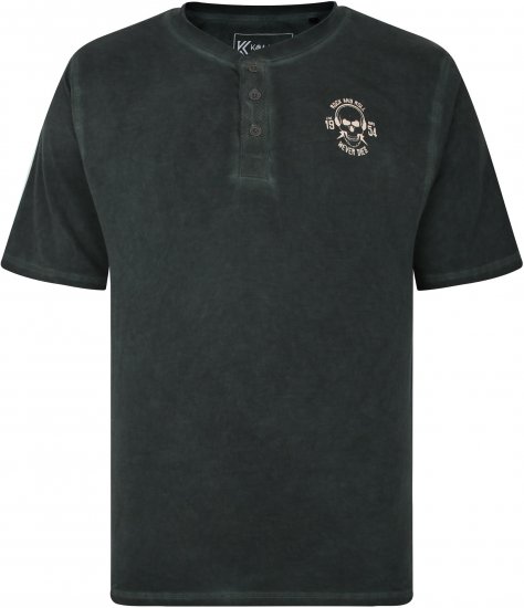 Kam Jeans 5741 Acid Wash Skull Print Tee Charcoal - T-shirts - T-shirts i store størrelser - 2XL-14XL