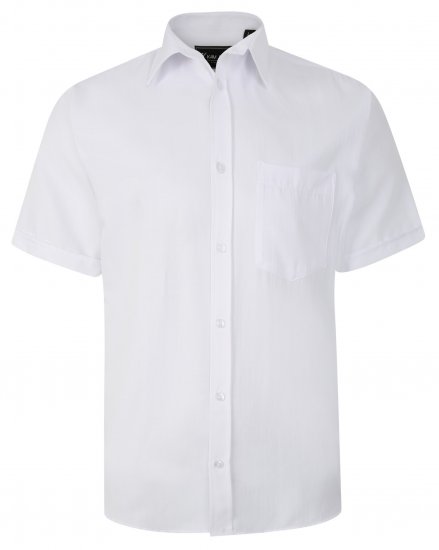 Kam Jeans 6283 Casual SS Herringbone Shirt White - Skjorter - Skjorter til store mænd 2XL- 8XL