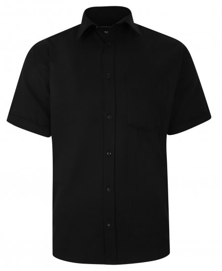 Kam Jeans 6283 Casual SS Herringbone Shirt Black - Skjorter - Skjorter til store mænd 2XL- 8XL