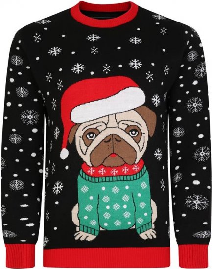 Kam Jeans X024 Bulldog Santa Xmas Sweatshirt Black - Trøjer og hættetrøjer - Trøjer og Hættetrøjer i store størrelser - 2XL-14XL