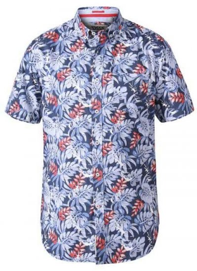 D555 Malibu Hawaiian Short Sleeve Shirt Blue - Skjorter - Skjorter til store mænd 2XL- 8XL