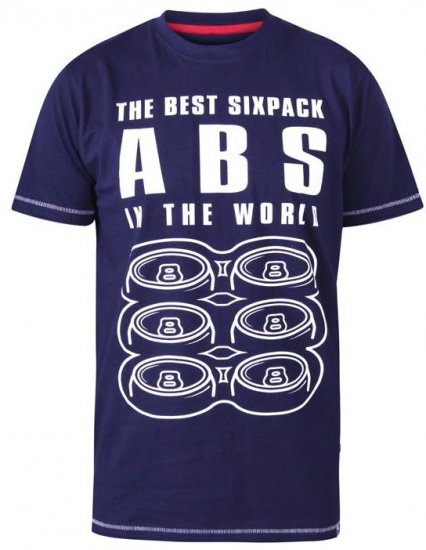 D555 Marco Best Sixpack Abs Crew Neck Printed T-Shirt Navy - T-shirts - T-shirts i store størrelser - 2XL-14XL