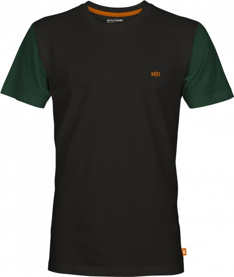 Motley Denim Vigo Colored Short Sleeve T-Shirt Black/Racing Green - T-shirts - T-shirts i store størrelser - 2XL-14XL