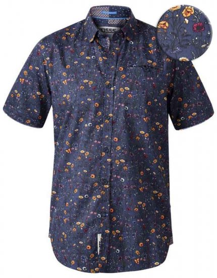 D555 Medway Floral Ao Print Short Sleeve Shirt - Skjorter - Skjorter til store mænd 2XL- 8XL