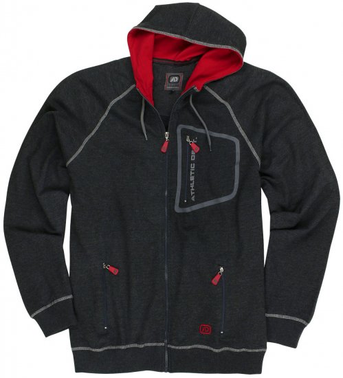 Adamo Michael Hoodie with Zipper Charcoal - Trøjer og hættetrøjer - Trøjer og Hættetrøjer i store størrelser - 2XL-14XL