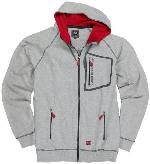 Adamo Michael Hoodie with Zipper Grey - Trøjer og hættetrøjer - Trøjer og Hættetrøjer i store størrelser - 2XL-14XL