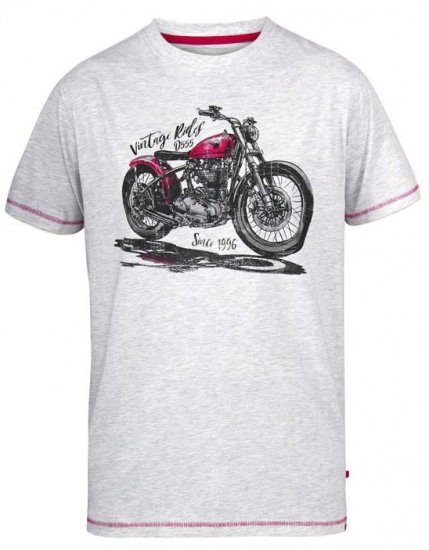 D555 Miles Vintage Rides Motorbike Crew Neck Printed T-Shirt - T-shirts - T-shirts i store størrelser - 2XL-14XL