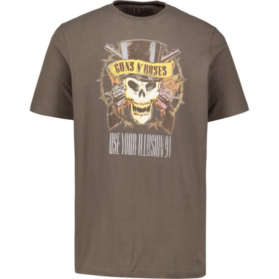 JP1880 T-Shirt Skull Print Guns N Roses Khaki - T-shirts - T-shirts i store størrelser - 2XL-14XL
