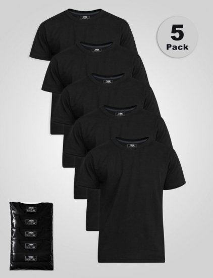 D555 Smartly T-shirt med rund hals Sort 5-pak - T-shirts - T-shirts i store størrelser - 2XL-14XL