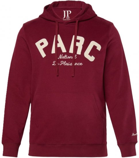 JP1880 Hoodie with Embroidery Aubergine Tall - HERRETØJ MT-6XLT - Tøj til høje mænd