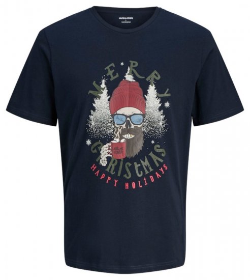 Jack & Jones Noel Merry Christmas T-Shirt Navy - T-shirts - T-shirts i store størrelser - 2XL-14XL