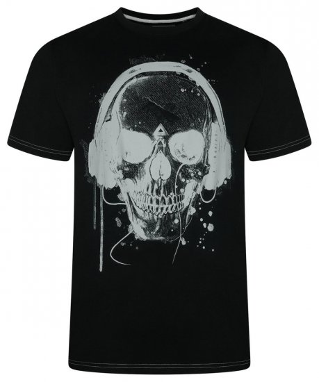 Kam Jeans 5811 T-shirt med dødningehoved Sort - T-shirts - T-shirts i store størrelser - 2XL-14XL