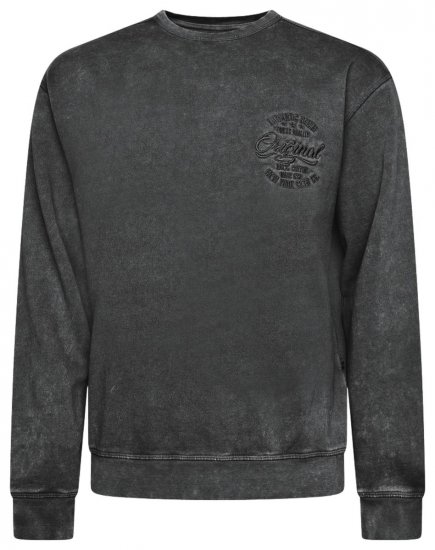 Kam Jeans 7081 Sweatshirt med broderi Sort - Trøjer og hættetrøjer - Trøjer og Hættetrøjer i store størrelser - 2XL-14XL