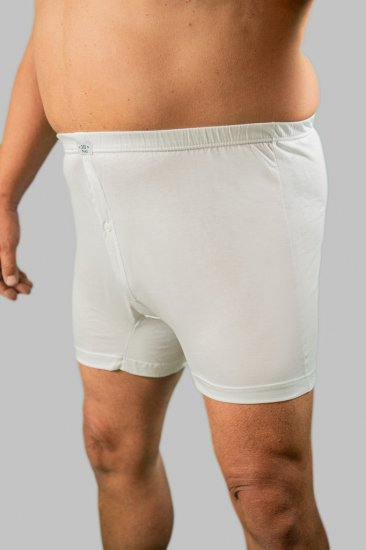 20 Nodi Combed Cotton Jersey Boxer with Front Button Fly White - Undertøj og badetøj - Badetøj og Undertøj i store størrelser 