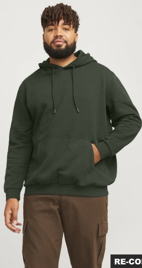Jack & Jones Bradley Hoodie Dark Green - Trøjer og hættetrøjer - Trøjer og Hættetrøjer i store størrelser - 2XL-14XL