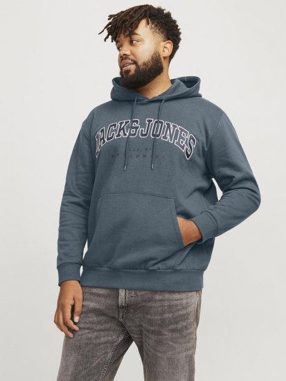 Jack & Jones CALEB Hoodie Blue - Trøjer og hættetrøjer - Trøjer og Hættetrøjer i store størrelser - 2XL-14XL