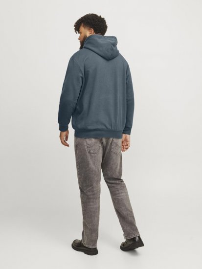 Jack & Jones CALEB Hoodie Blue - Trøjer og hættetrøjer - Trøjer og Hættetrøjer i store størrelser - 2XL-14XL