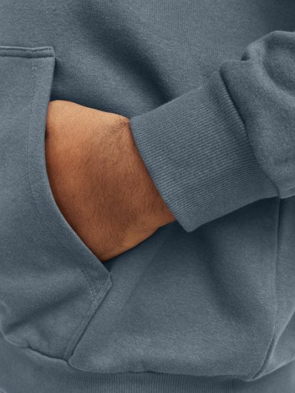 Jack & Jones CALEB Hoodie Blue - Trøjer og hættetrøjer - Trøjer og Hættetrøjer i store størrelser - 2XL-14XL