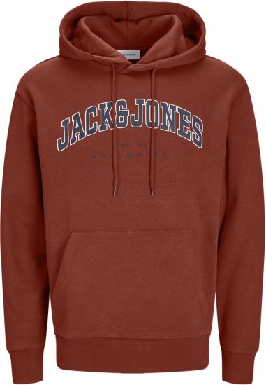 Jack & Jones CALEB Hoodie Red - Trøjer og hættetrøjer - Trøjer og Hættetrøjer i store størrelser - 2XL-14XL