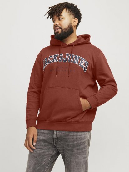 Jack & Jones CALEB Hoodie Red - Trøjer og hættetrøjer - Trøjer og Hættetrøjer i store størrelser - 2XL-14XL