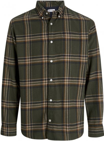 Jack & Jones Classic Flannel Long Sleeve Shirt Green - Skjorter - Skjorter til store mænd 2XL- 8XL