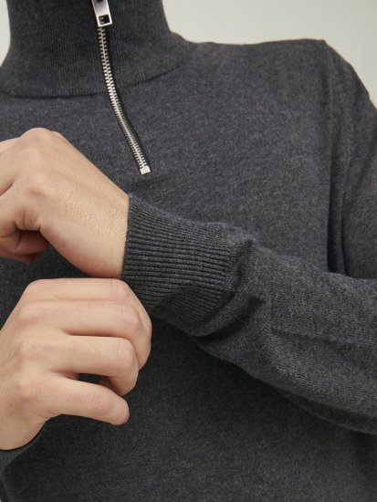 Jack & Jones Emil Knitted Pullover Grey - Trøjer og hættetrøjer - Trøjer og Hættetrøjer i store størrelser - 2XL-14XL