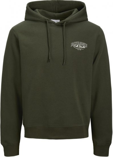Jack & Jones Makoto Hoodie Small Print Green - Trøjer og hættetrøjer - Trøjer og Hættetrøjer i store størrelser - 2XL-14XL