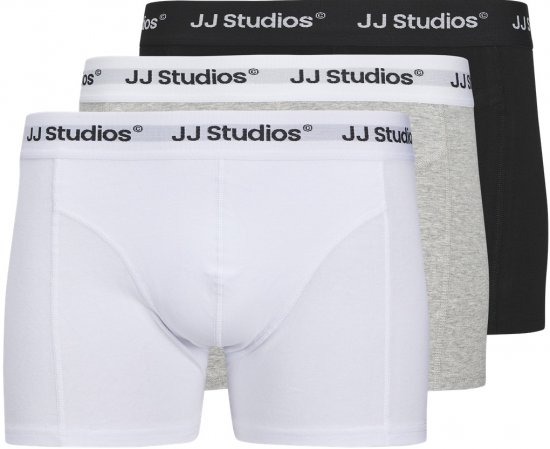 Jack & Jones Soho Solid Trunks 3-pack White/Grey/Black - Undertøj og badetøj - Badetøj og Undertøj i store størrelser 