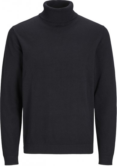 Jack & Jones Basic Knitted Sweater with Rolled Neck Black - Trøjer og hættetrøjer - Trøjer og Hættetrøjer i store størrelser - 2XL-14XL