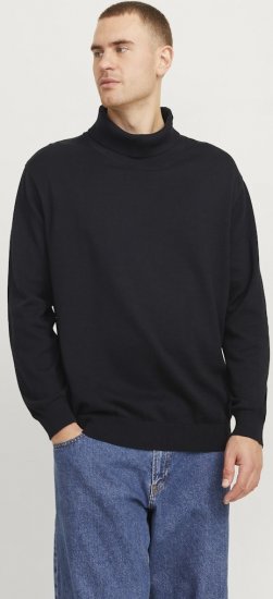 Jack & Jones Basic Knitted Sweater with Rolled Neck Black - Trøjer og hættetrøjer - Trøjer og Hættetrøjer i store størrelser - 2XL-14XL