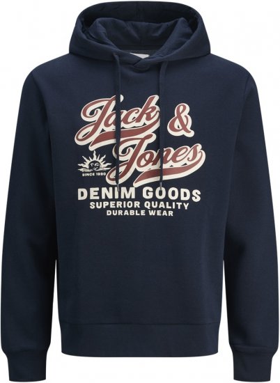 Jack & Jones 2 COL LOGO Hoodie Blue - Trøjer og hættetrøjer - Trøjer og Hættetrøjer i store størrelser - 2XL-14XL