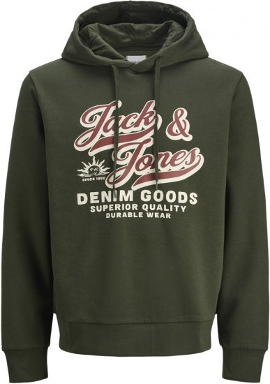 Jack & Jones 2 COL LOGO Hoodie Green - Trøjer og hættetrøjer - Trøjer og Hættetrøjer i store størrelser - 2XL-14XL