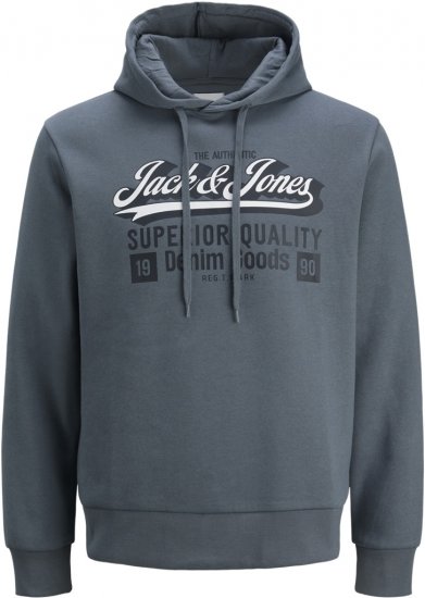 Jack & Jones 2 COL LOGO Hoodie Grey - Trøjer og hættetrøjer - Trøjer og Hættetrøjer i store størrelser - 2XL-14XL