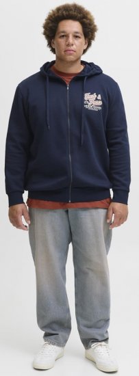 Jack & Jones Logo 2 COL Hoodie with Zipper Blue - Trøjer og hættetrøjer - Trøjer og Hættetrøjer i store størrelser - 2XL-14XL
