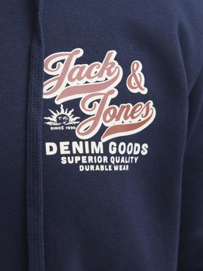 Jack & Jones Logo 2 COL Hoodie with Zipper Blue - Trøjer og hættetrøjer - Trøjer og Hættetrøjer i store størrelser - 2XL-14XL