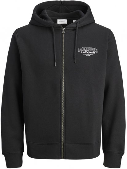 Jack & Jones Makoto Hoodie with Zipper Black - Trøjer og hættetrøjer - Trøjer og Hættetrøjer i store størrelser - 2XL-14XL