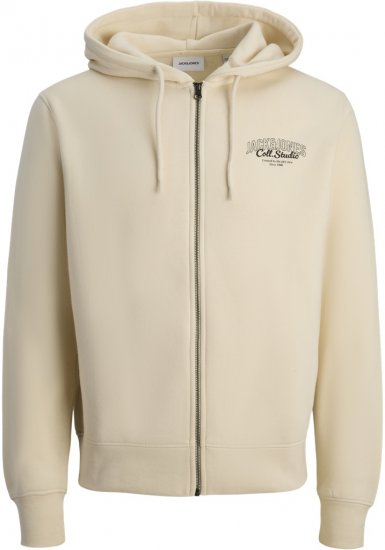 Jack & Jones Makoto Hoodie with Zipper White - Trøjer og hættetrøjer - Trøjer og Hættetrøjer i store størrelser - 2XL-14XL
