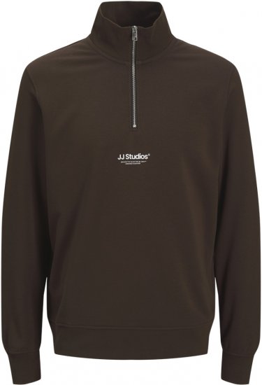 Jack & Jones Soho Sweatshirt with Zipper Brown - Trøjer og hættetrøjer - Trøjer og Hættetrøjer i store størrelser - 2XL-14XL