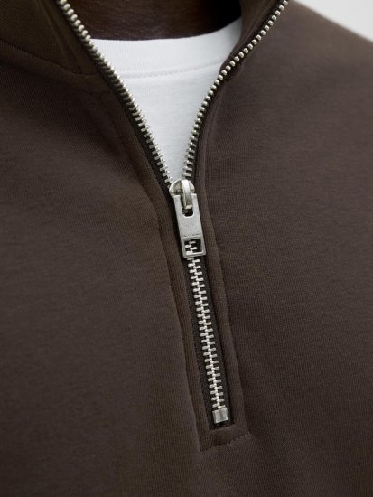 Jack & Jones Soho Sweatshirt with Zipper Brown - Trøjer og hættetrøjer - Trøjer og Hættetrøjer i store størrelser - 2XL-14XL