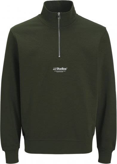 Jack & Jones Soho Sweatshirt with Zipper Green - Trøjer og hættetrøjer - Trøjer og Hættetrøjer i store størrelser - 2XL-14XL
