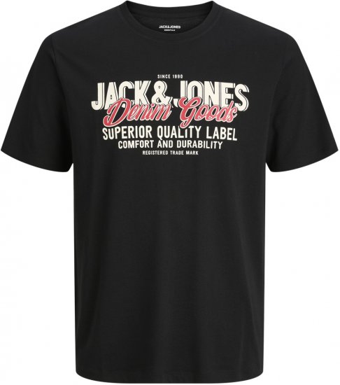 Jack & Jones Logo 2COL T-Shirt Black - T-shirts - T-shirts i store størrelser - 2XL-14XL