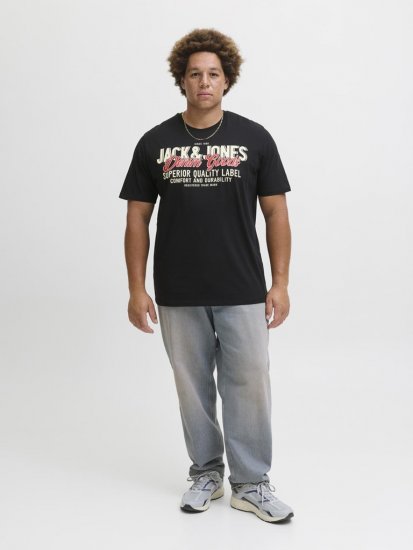 Jack & Jones Logo 2COL T-Shirt Black - T-shirts - T-shirts i store størrelser - 2XL-14XL