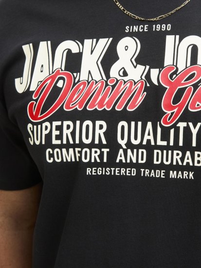 Jack & Jones Logo 2COL T-Shirt Black - T-shirts - T-shirts i store størrelser - 2XL-14XL
