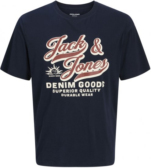 Jack & Jones Logo 2COL T-Shirt Blue - T-shirts - T-shirts i store størrelser - 2XL-14XL