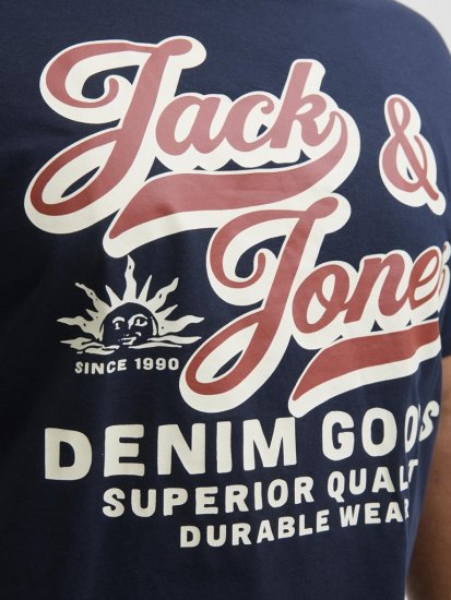 Jack & Jones Logo 2COL T-Shirt Blue - T-shirts - T-shirts i store størrelser - 2XL-14XL